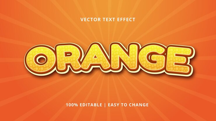 Vector efecto de texto 3d naranja editable