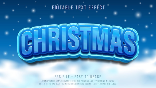 Efecto de texto 3d de navidad azul