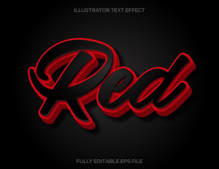 Vector efecto de texto 3d negro y rojo