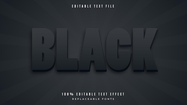 Vector efecto de texto 3d negro
