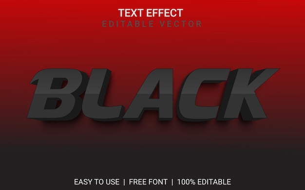 Vector efecto de texto 3d negro