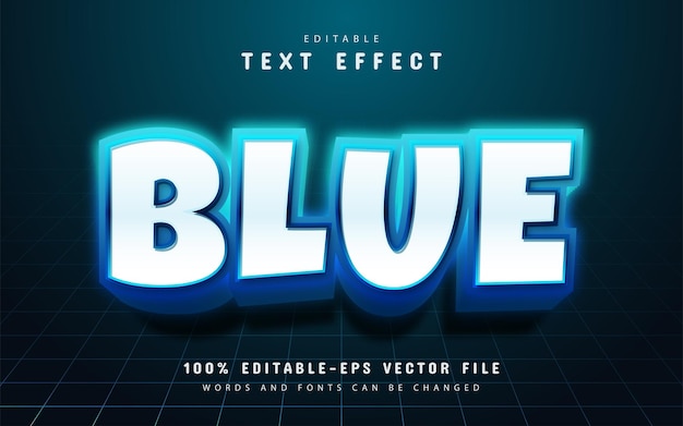 Efecto de texto 3d de neón azul editable