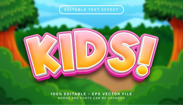 efecto de texto 3d para niños y efecto de texto editable