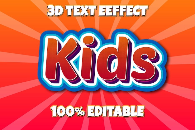 Efecto de texto 3D para niños