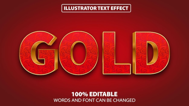 Efecto de texto 3D de oro editable