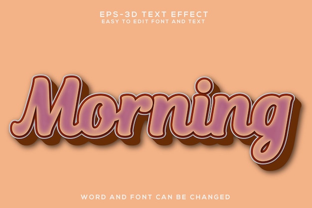 Efecto de texto 3D de la palabra de la mañana