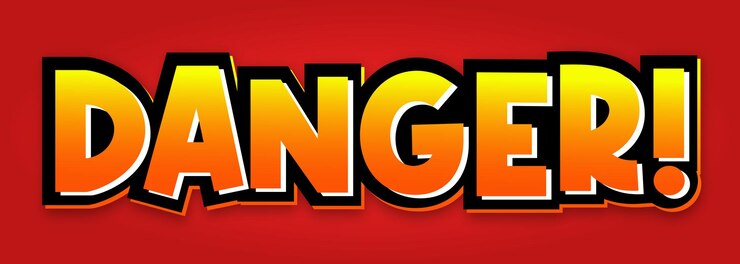 Vector efecto de texto 3d de palabra de peligro en tipografía mínima de color amarillo