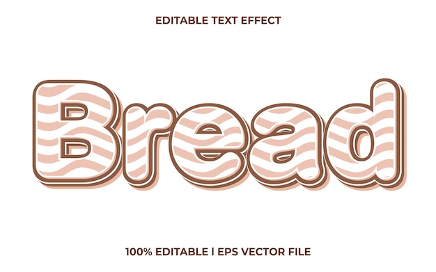 Efecto de texto 3d de pan y texto editable, uso de estilo 3d de plantilla marrón para títulos de negocios