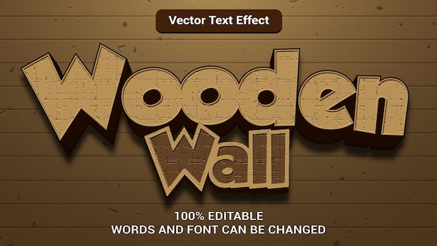 efecto de texto 3d de pared de madera con color de estilo moderno