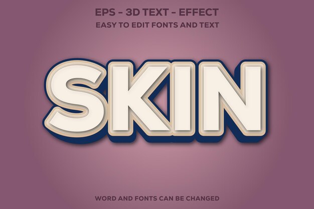 Efecto de texto en 3D de la piel