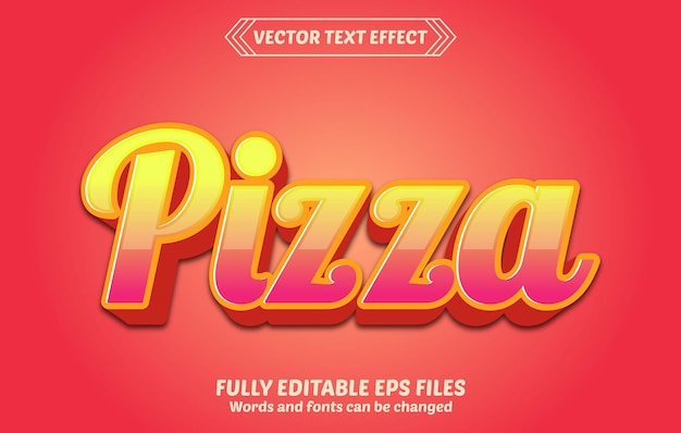 Efecto de texto 3d de pizza vectorial