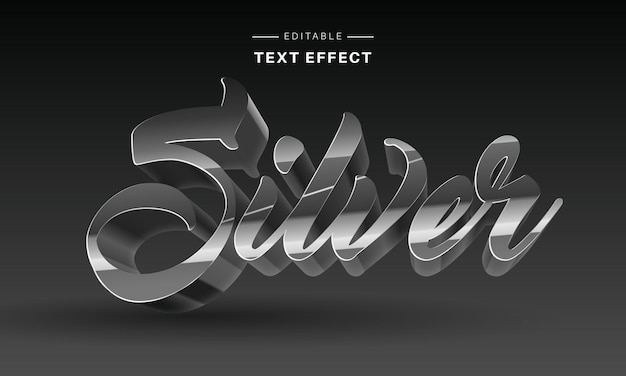 Efecto de texto 3D plateado