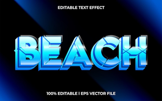 efecto de texto 3d de playa con tipografía de tema brillante para título de productos