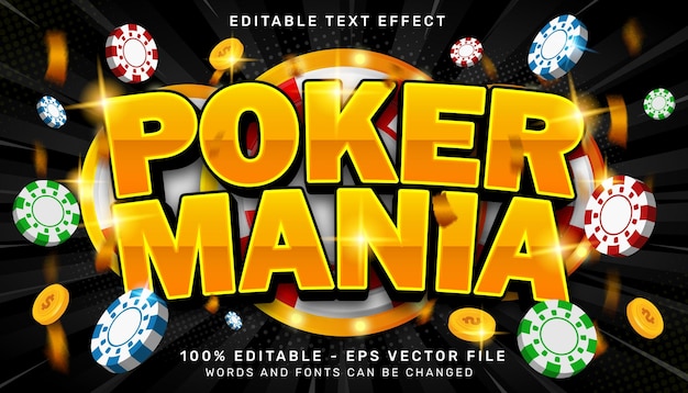 Efecto de texto 3d de poker mania y efecto de texto editable