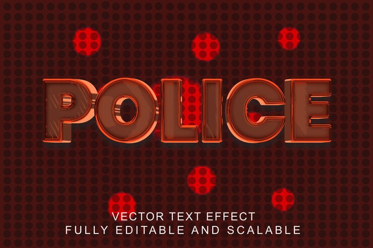 Vector efecto de texto 3d de la policía