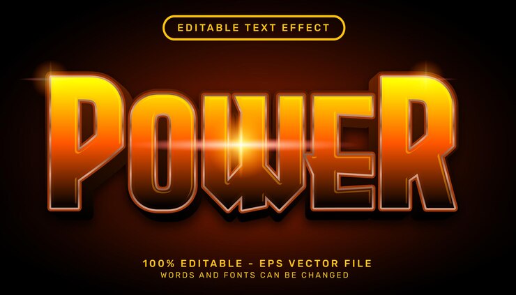 Vector efecto de texto 3d potente y efecto de texto editable