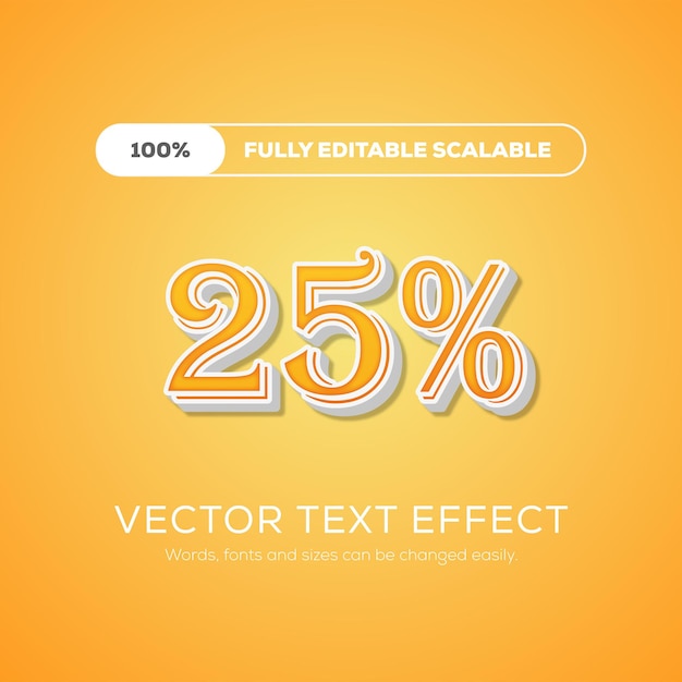 Efecto de texto 3d de promoción de descuento editable de vector