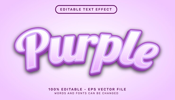 Vector efecto de texto 3d púrpura y efecto de texto editable