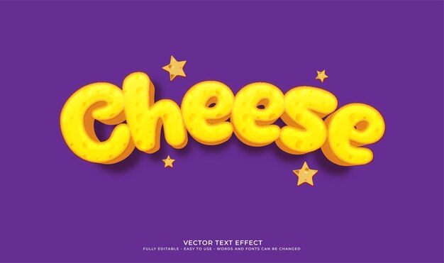 Efecto de texto 3d de queso vectorial