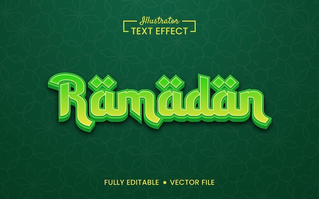 Vector efecto de texto 3d ramadán editable creativo