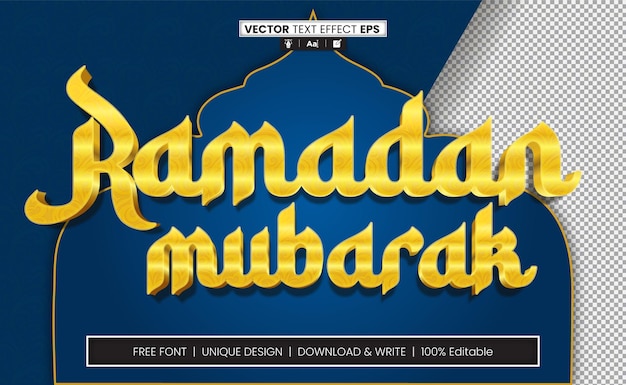 Vector efecto de texto 3d de ramadán totalmente editable