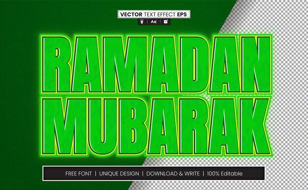 Efecto de texto 3D de Ramadán totalmente editable