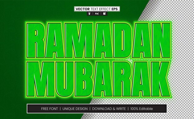 Vector efecto de texto 3d de ramadán totalmente editable