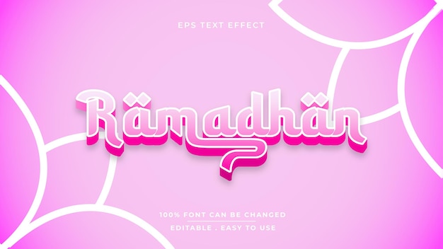 Efecto de texto 3D Ramadhan sobre fondo degradado rosa RGB básico con ruta de loto