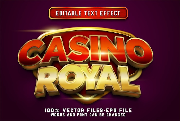 Vector efecto de texto 3d real de casino con vectores premium de estilo dorado