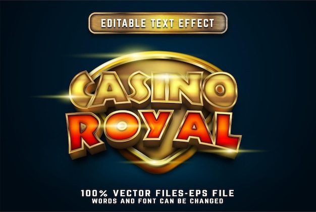 Efecto de texto 3d real de casino con vectores premium de estilo dorado