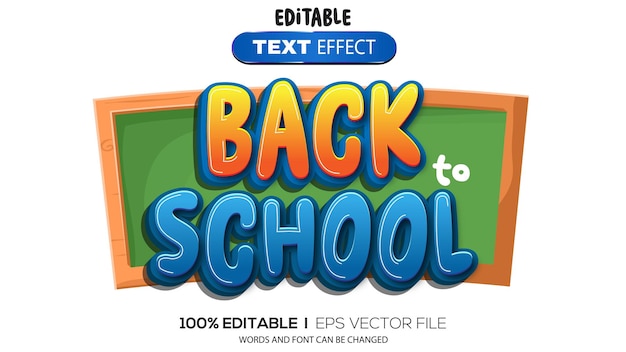 Efecto de texto 3D de regreso al tema de la escuela