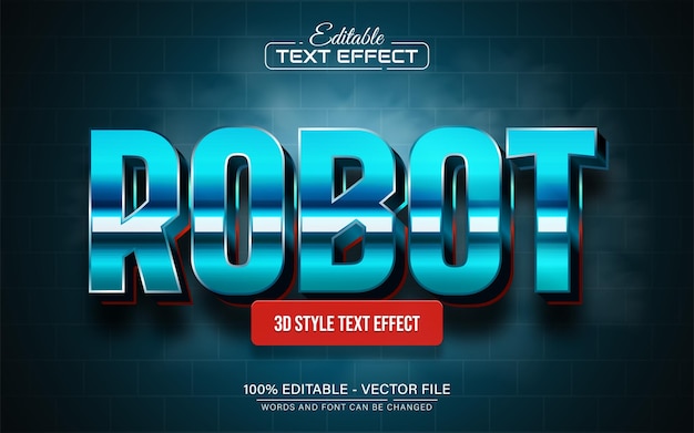 Vector efecto de texto 3d del robot editable