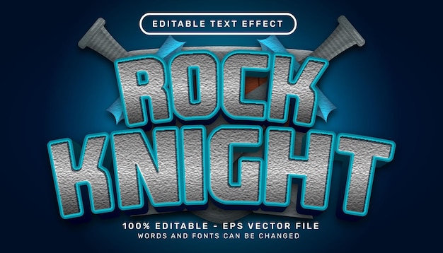 Vector efecto de texto 3d rock knigt y efecto de texto editable