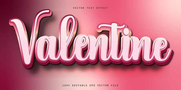 Vector efecto de texto 3d de san valentín editable