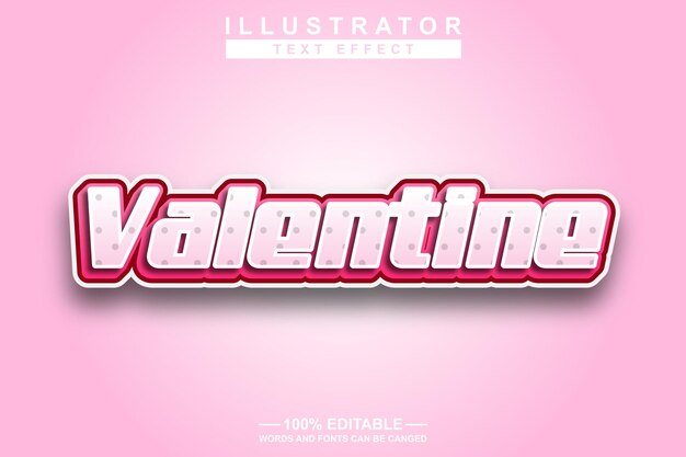 efecto de texto 3d de san valentín editable