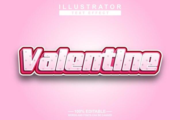 Efecto de texto 3d de san valentín editable