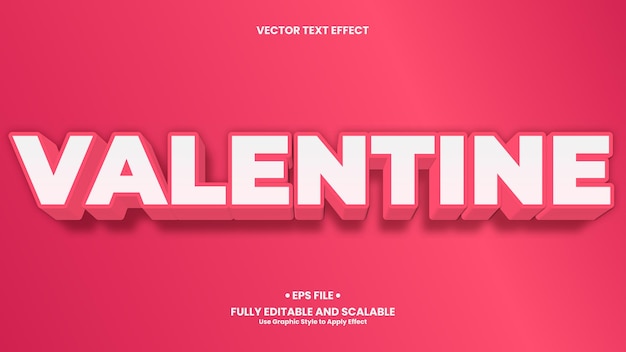 Efecto de texto 3d de san valentín