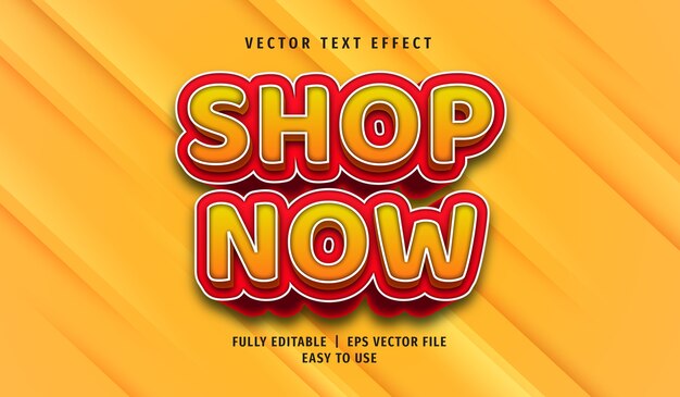 Efecto de texto 3D Shop Now, estilo de texto editable
