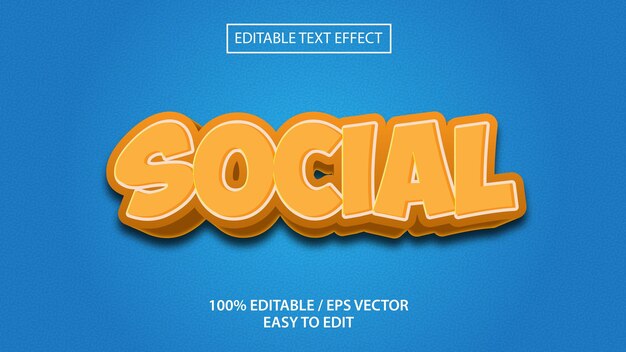 Efecto de texto 3d social Vector Premium