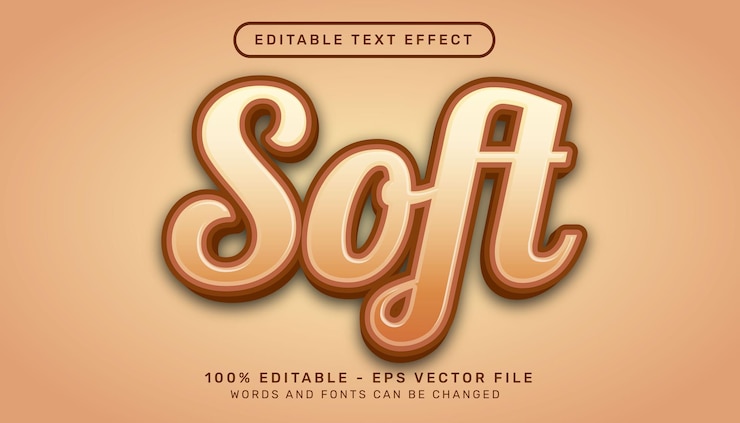 Vector efecto de texto 3d suave y efecto de texto editable