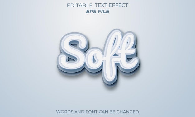 Efecto de texto 3D suave y plantilla vectorial de efecto de texto editable