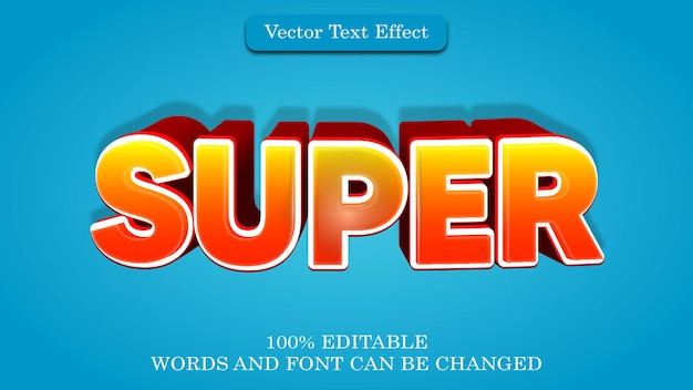 Vector efecto de texto 3d súper editable con estilo de color moderno