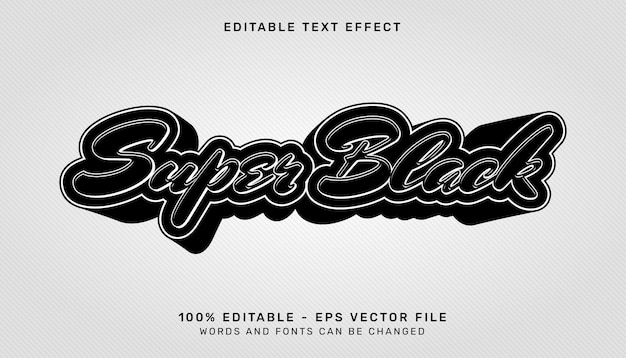 Efecto de texto 3d super negro y efecto de texto editable