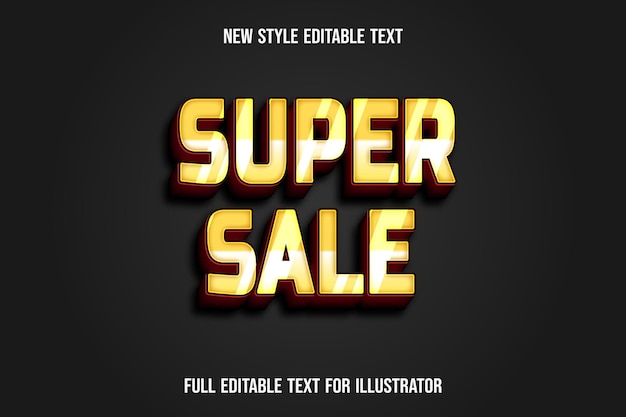Efecto de texto 3d super venta color amarillo y rojo degradado