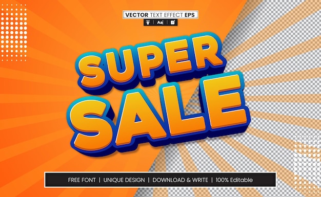 Efecto de texto 3D de súper venta totalmente editable