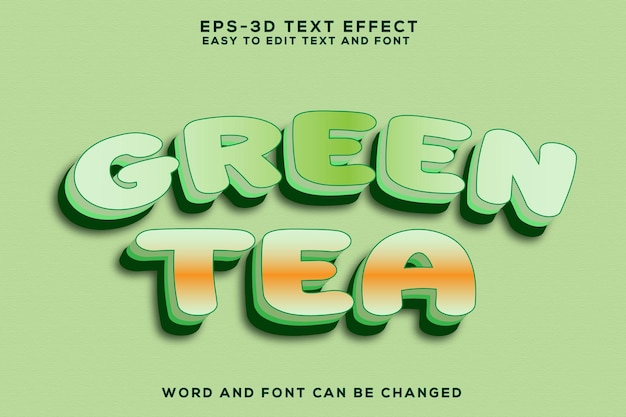 Vector efecto de texto 3d de té verde