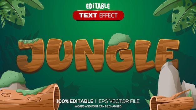 Efecto de texto 3D con un tema de selva