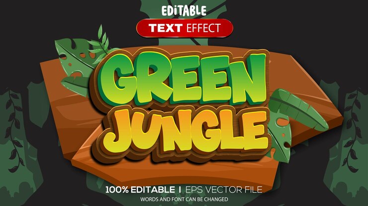 Vector efecto de texto 3d con un tema de selva