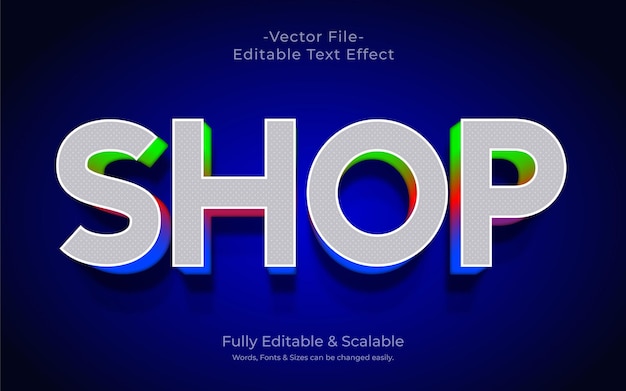 El efecto de texto 3D de la tienda es totalmente editable en Illustrator Vector