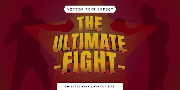 Vector efecto de texto 3d ultimate fight